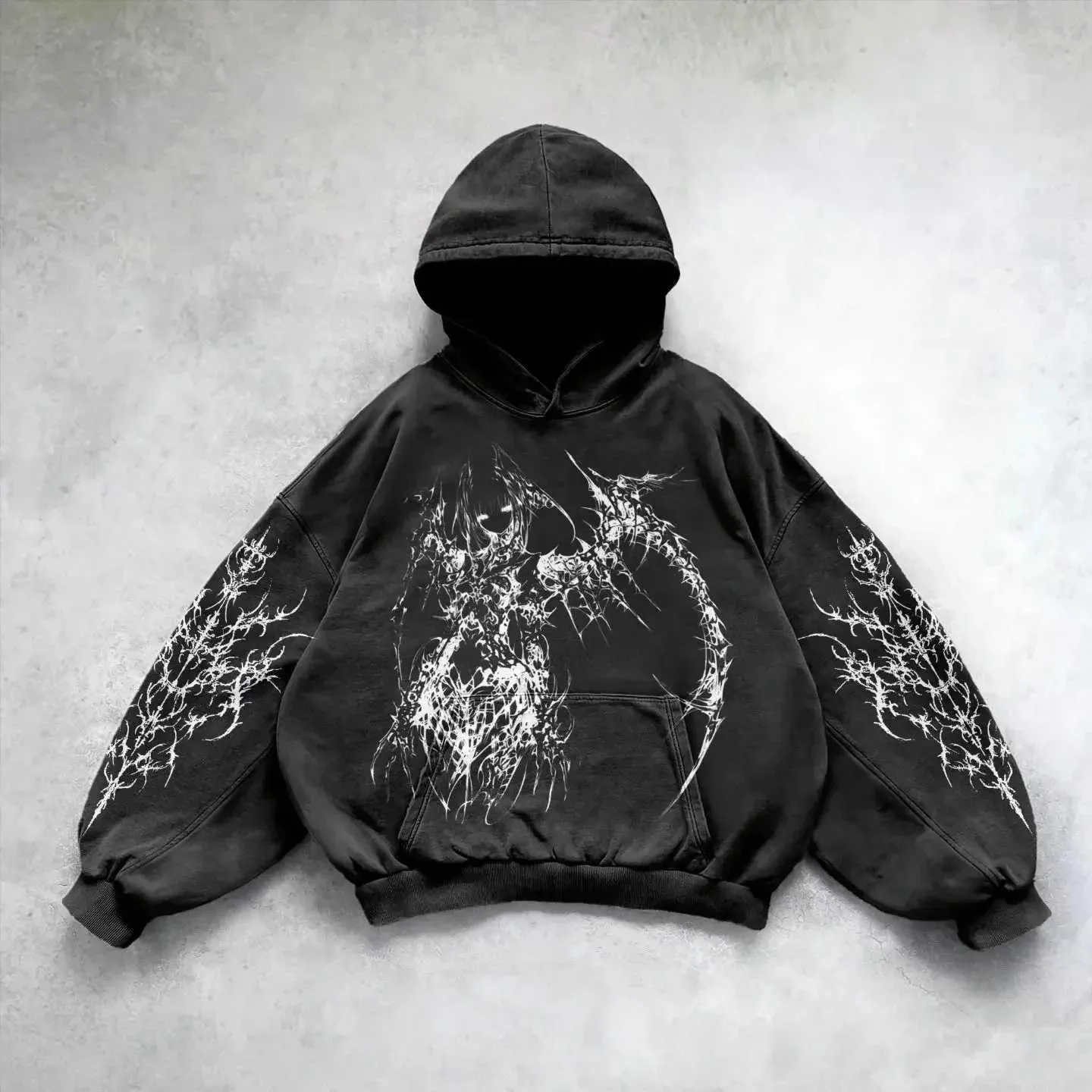 Men's Hoodies 2000s Breathedivinity Hoodie Gothic Style Pattern Oversized Sweatshirts Dark Textured Cool Print Man Coat Jacket