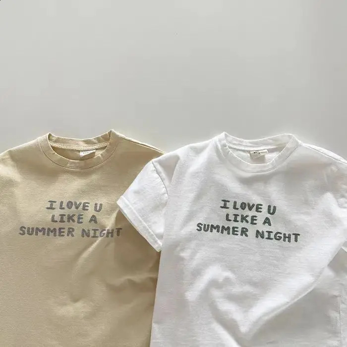 Summer Baby Boy Short Sleeve T Shirts Letter Print Infant Girl Cotton Tee Cute Toddler Casual Tops Kids Shirt Clothes 250812