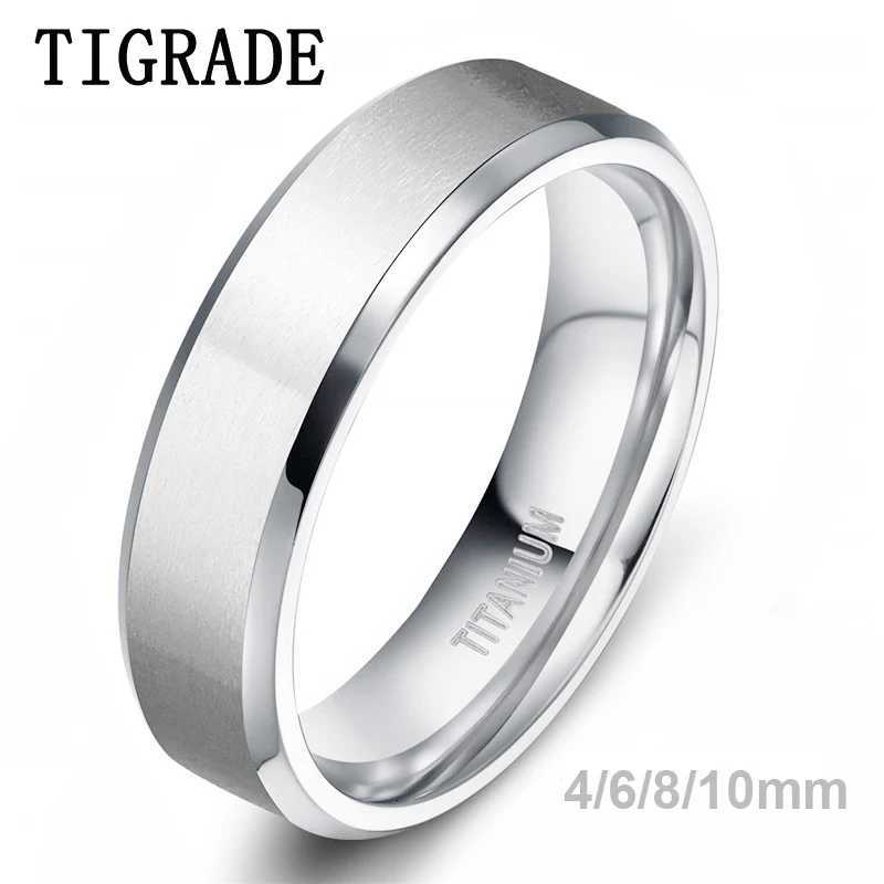 4/6/8/10mm Silver Color Mens Titanium Ring Brushed Mens Wedding Band Engagement Rings Male Jewelry Couple Womens Ring W250812