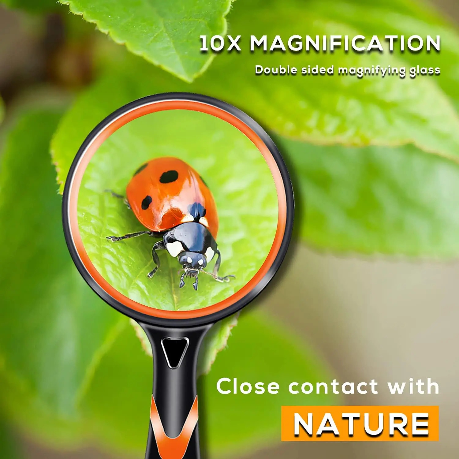 Handheld Magnifying Glass 10x Kids Seniors Magnifier Reading Exploration NonSlip Shatterproof Lens 506575100mm 250804