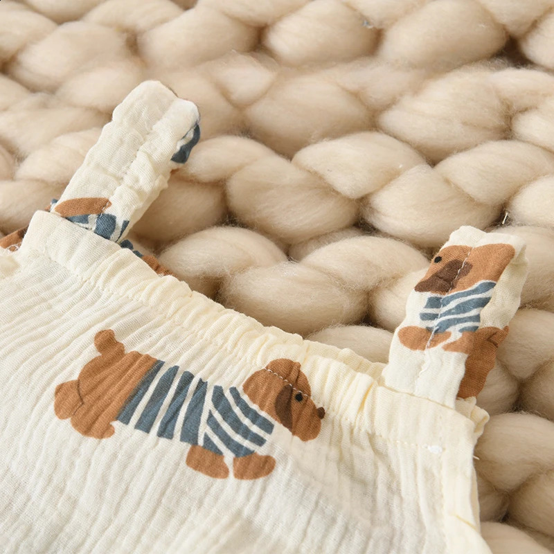 Babys Summer Gauze Overall Baby Romper Clothing with Hat Sweater Vest Bodysuit born Thin Cotton Jumpsuit Clothes 250812