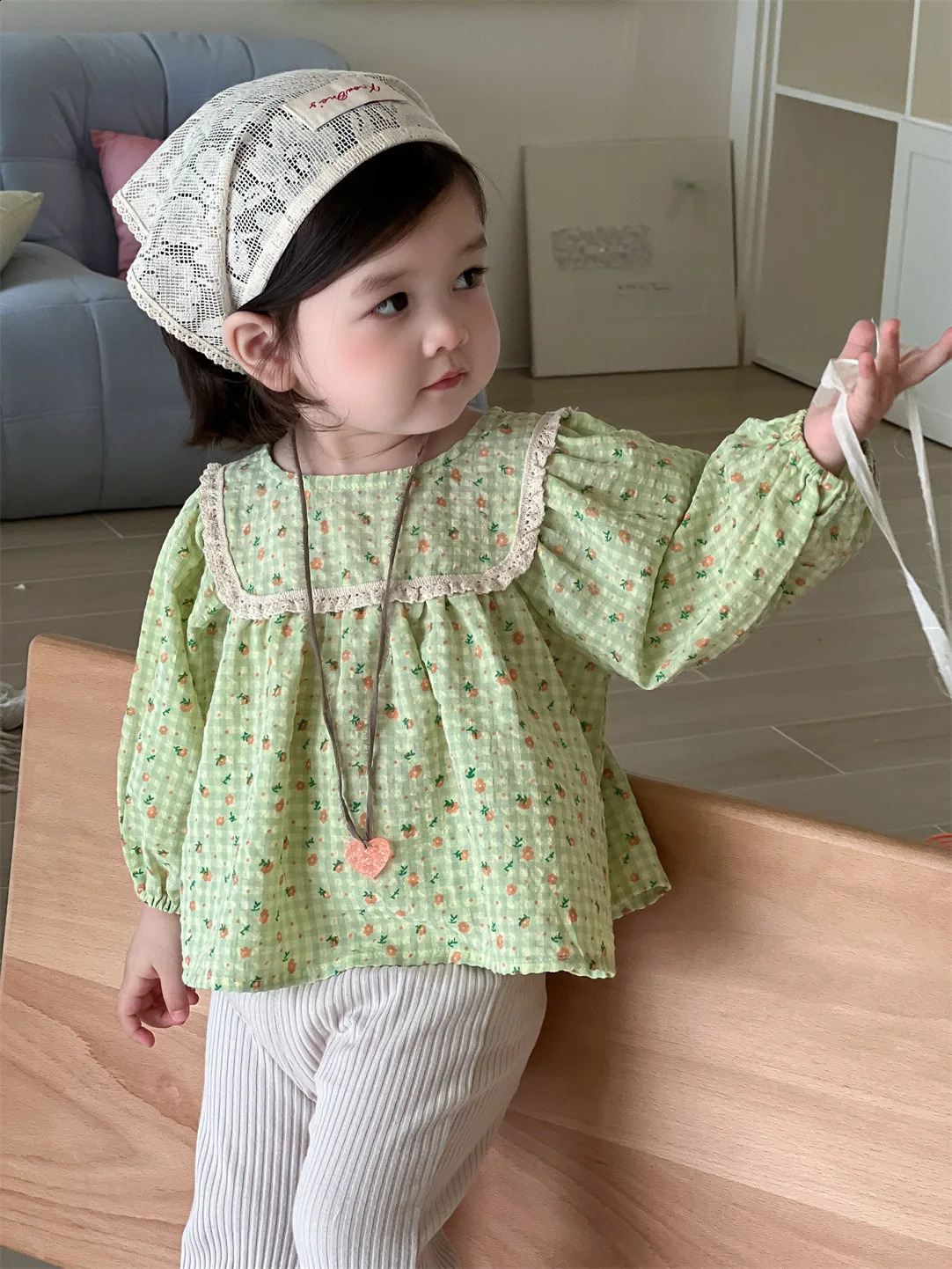 Autumn Baby Long Sleeve Loose Shirts Cotton Girls Cute Sweet Print Blouse Toddler Casual Plaid Tops Infant Clothes 250812