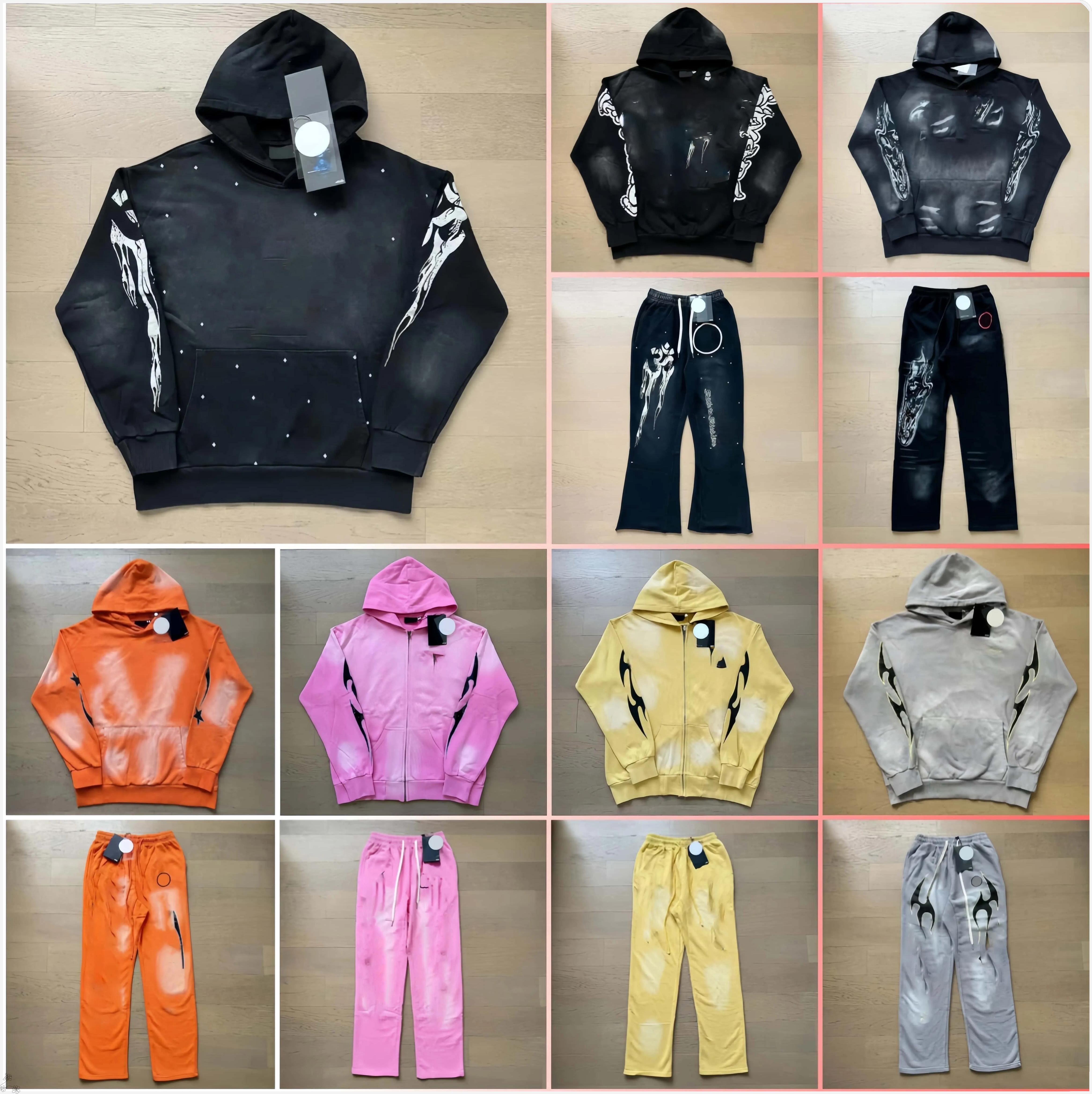 H1 designer hoodie mens Sweatshirt Street Pattern Print Casual Loose Hooded Pullover Sweater Suit Unisex Streetwear Hoodeds Sweatshirts Womens Washed Sweatpants