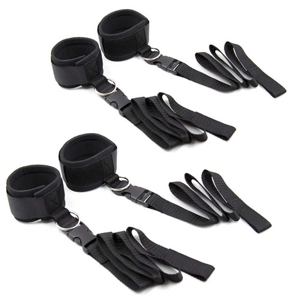 BDSM Handcuffs Sex Toy for Women Fetish Restraint Bondage Strap Sexy Leg Cuffs Spreader Role Play Cosplay Bed Belt W250813