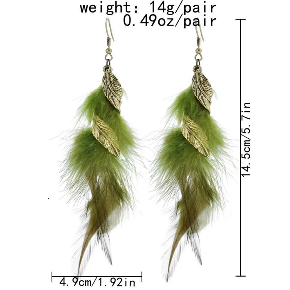 6-color Bohemian Long Feather Earrings Women Fashion Elegant Retro Feather Hangling Earrings Vacation AccESSories Y250812