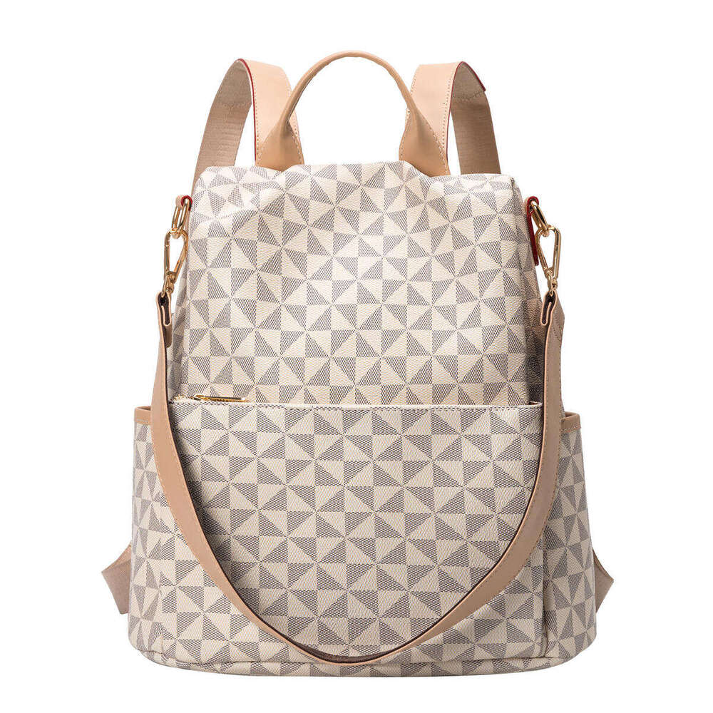 free shipping designer bags Women's Anti-Theft Backpack Geometric Triangle Pattern Large Capacity Multiple Pockets Faux Leather Travel Commute Da