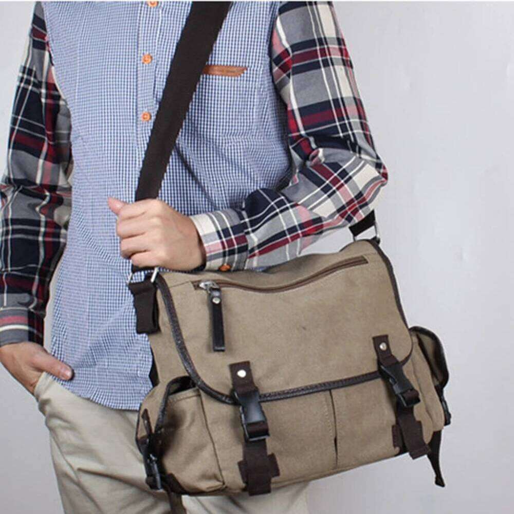 Classic Men Shoulder New Canvas Messenger Outdoor Leisure Travel Multi Pockets Satchel Handbags Men's Designer Bag
