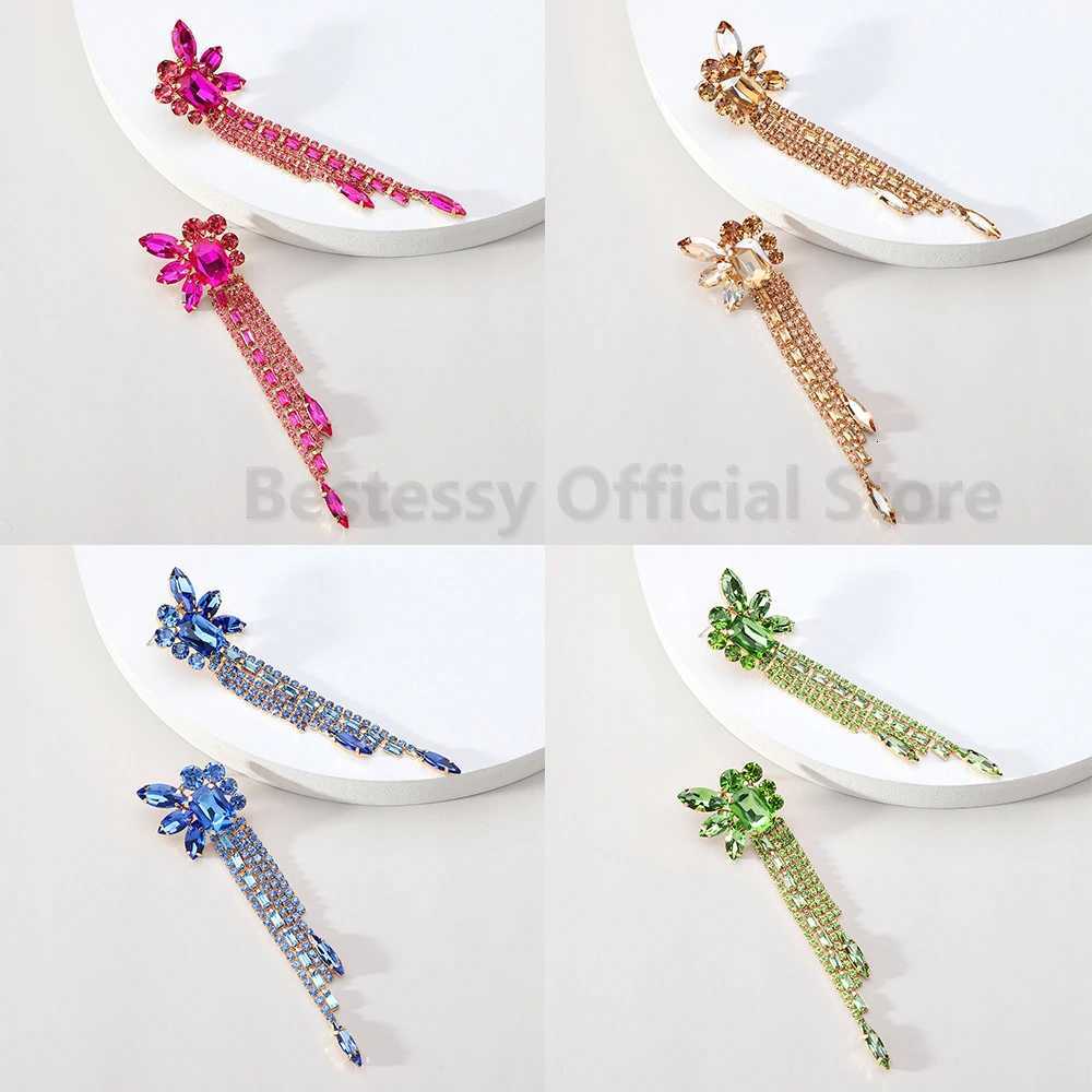Classic Butterfly Decor Long Tassel Drop Earrings For Women Shiny Rhinestone Luxury Elegant Geometric Trendy Jewelry Female Gift Y250812