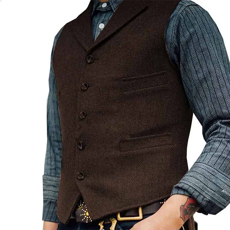 Single-breasted Coat Male Lapel Korean Version Vests Fashion Vest Mens Sleeveless Jacket Formal Business Male Waistcoat 250805