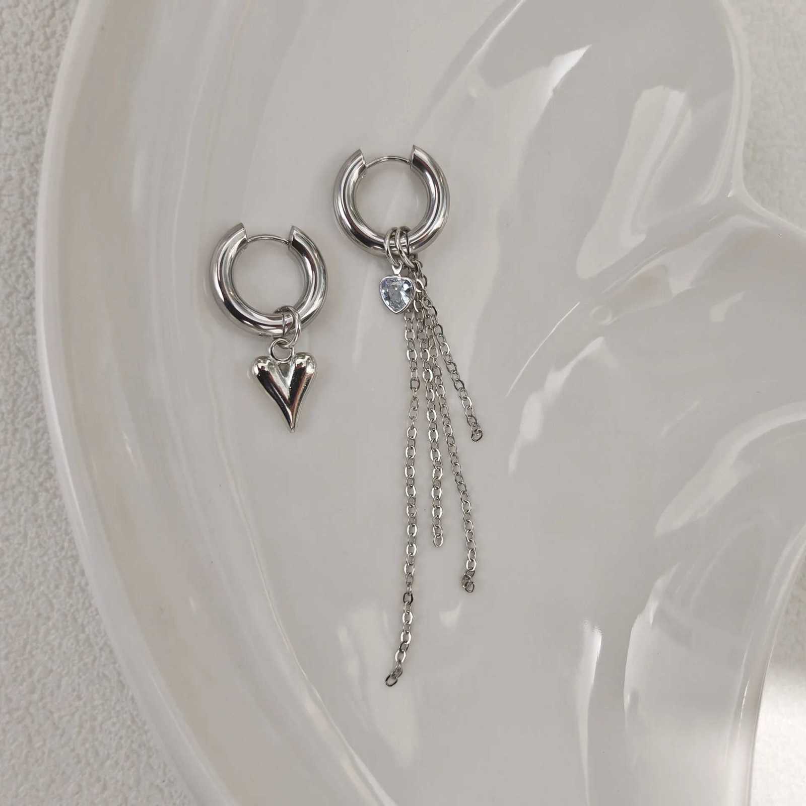 LATS Long Asymmetry Heart Star Pendant Hoop Earrings for Women Men Fashion Jewelry Party Gifts Y250812