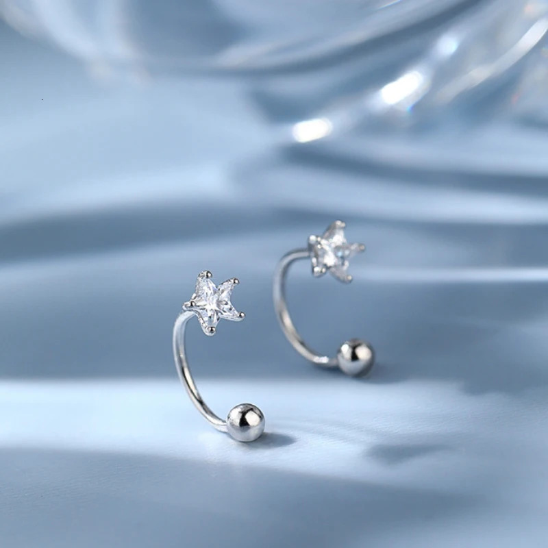 Fashion 2PC Stainless Steel Screw Ball Stars Crystal CZ Earring For Women Tragus Cartilage Hoop Earrings Piercing Jewelry 250812