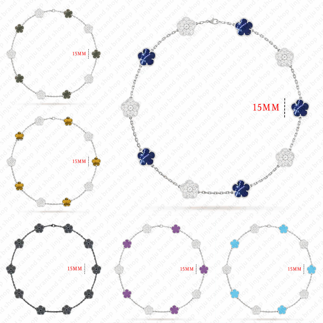 designer jewelry diamond necklace 925 sterling silver jewelry Vintage 15mm clover necklace flower necklaces thin long necklace silver necklace designer for woman