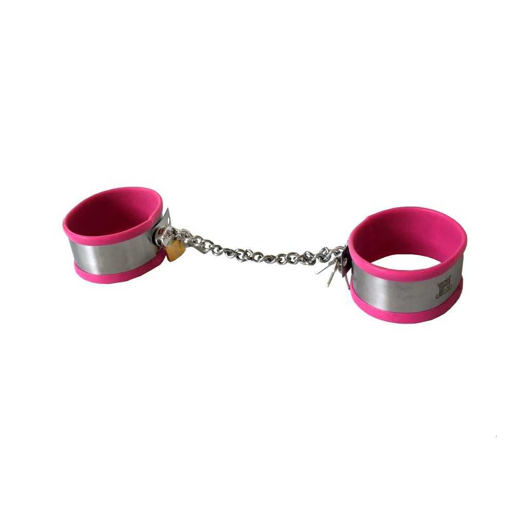 3 Colors Silicone Handcuffs for Sex Fetish Bondage Stainless Steel Hand Cuffs Adult Game Sex Toys for Women and Men XJ250813