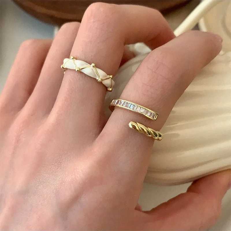 New Fashion Silver Gold Color Double Enamel White Irregular Punk Open Finger Ring for Women Girl Jewelry Gift Dropship W250812