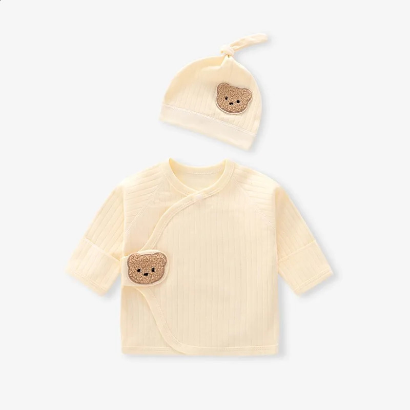 Spring Summer Cute born Infant Baby Clothes Boy Girl Cotton Bear Tshirt Top with Hat 250812