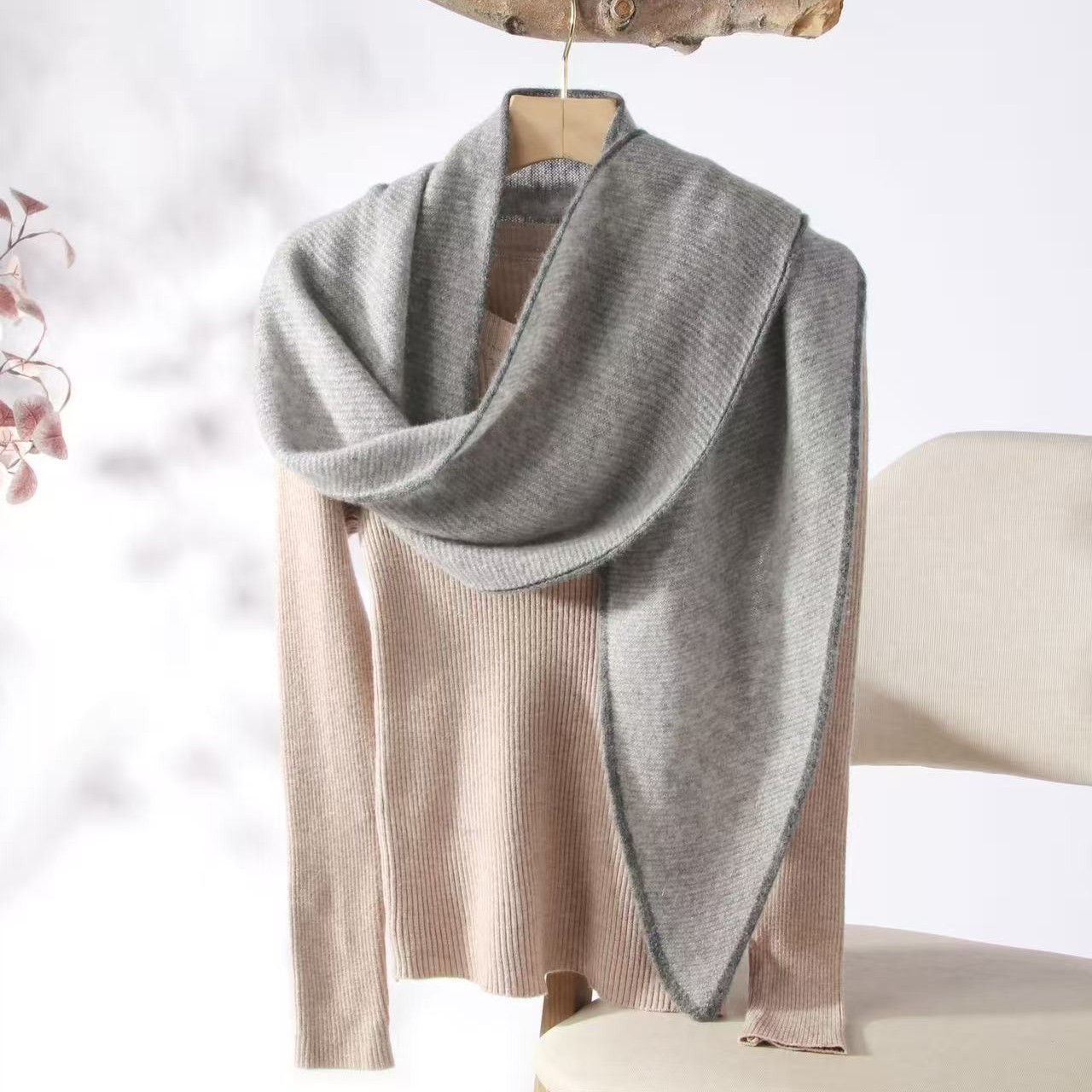 K1650 2025 autumn new Inner Mongolia cashmere triangle scarf fashionable and versatile warm ladies shawl spring autumn winter