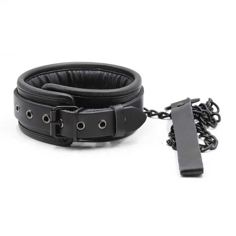 Black Genuine Leather Bdsm Bondage Set 3pcs Restraints Collars Ankle Cuffs Handcuffs For Sex Bondage Set Sex Toys For Adults XJ250813