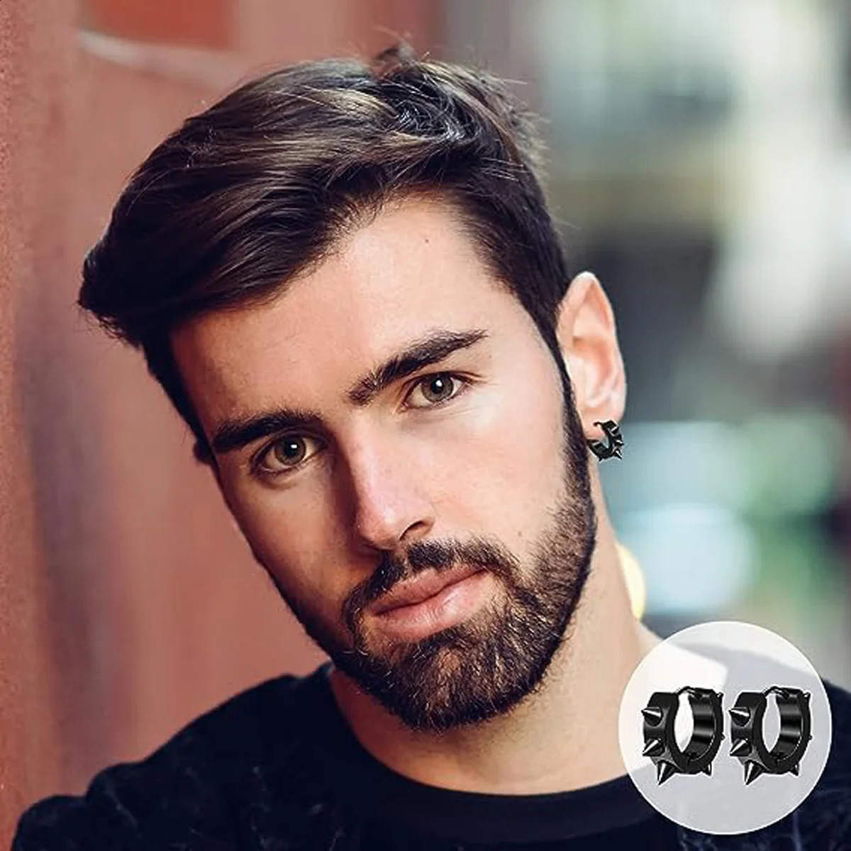 22 Pairs Stainless Steel Black Stud Earrings For Men Cross Cone Pendant Hoop Earrings Party Birthday Gift 250812