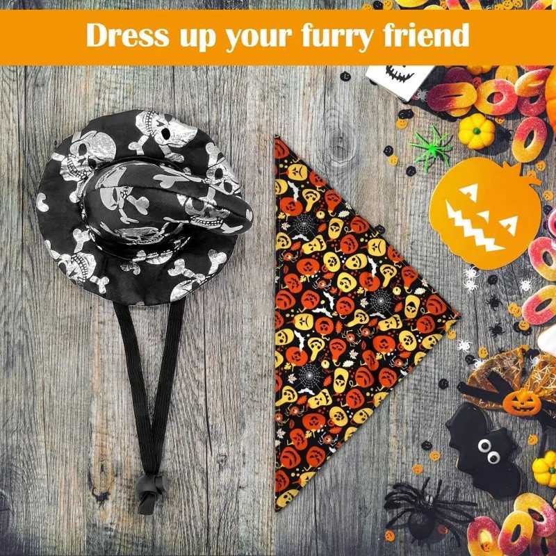 Halloween Dog Cat Costume Funny Pet Halloween Party Dress Up with Adjustable Hat Cute Dogs Triangle Neck Scarf Pet Party Clothing XJ250813
