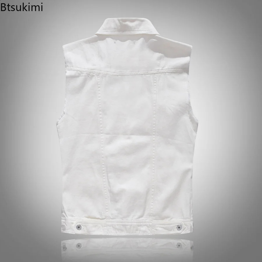 2025 Mens Fashion Sleeveless Denim Vest Spring Autumn Casual Solid Cowboy Jacket Slim Fit Singlebreasted Streetwear Jeans 250805