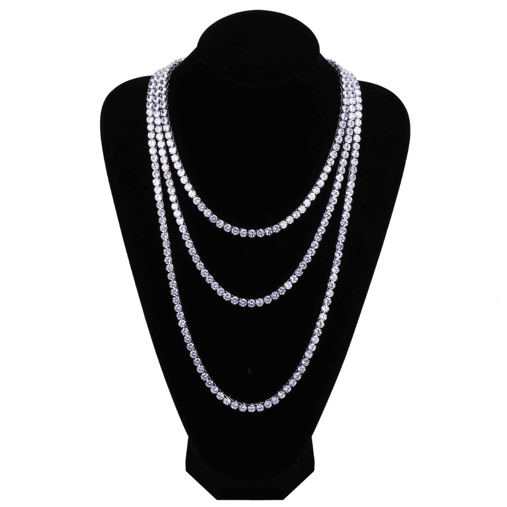 6mm Iced Out Zircon Gold Plated Diamond 925 Tennis Chain Cuba Link Chain Necklace Hip Hop Jewelry Men CZ Necklace Link