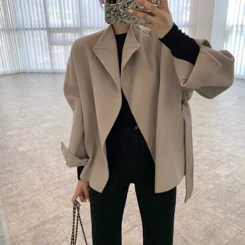 Neploe Chic Fashion Minimalist Waistband Cinched Waist Loose Woolen Coats 2025 Winter Femme Gentle Elegant Temperament Blends Z250813