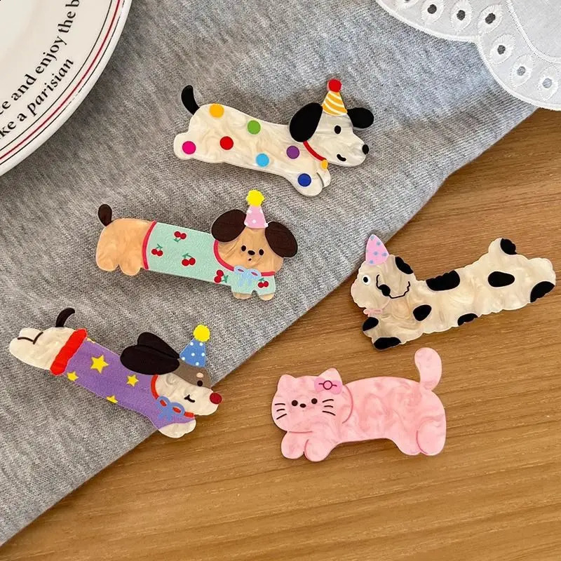 5Pcs Acrylic Cat Hair Clip Women Multicolor Simple Duckbilled Clip Cute Cartoon Hairpin Y2K Girl Hair Accessories Headwear 250812