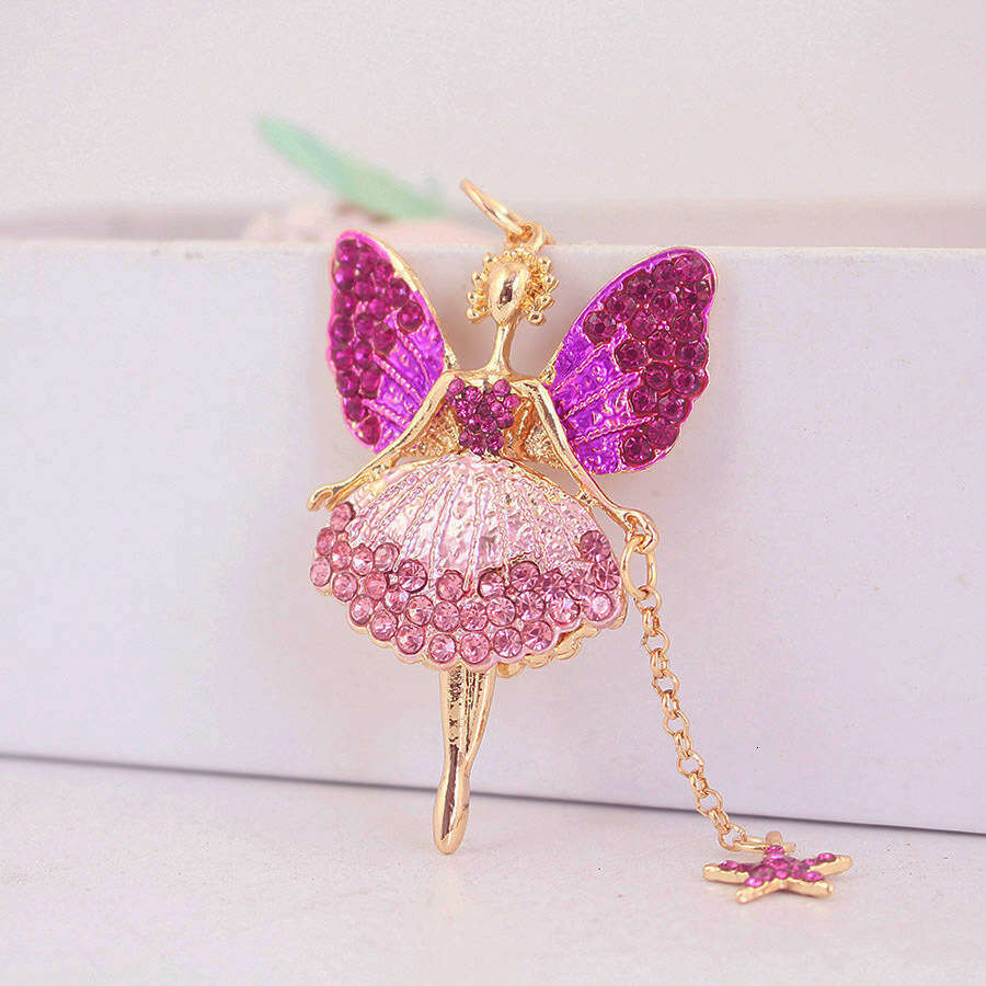 Cute Star Ornaments Angel Girl Butterfly Fairy Car Keychain Women's Bag Accessories Pendant Key Chain 1210
