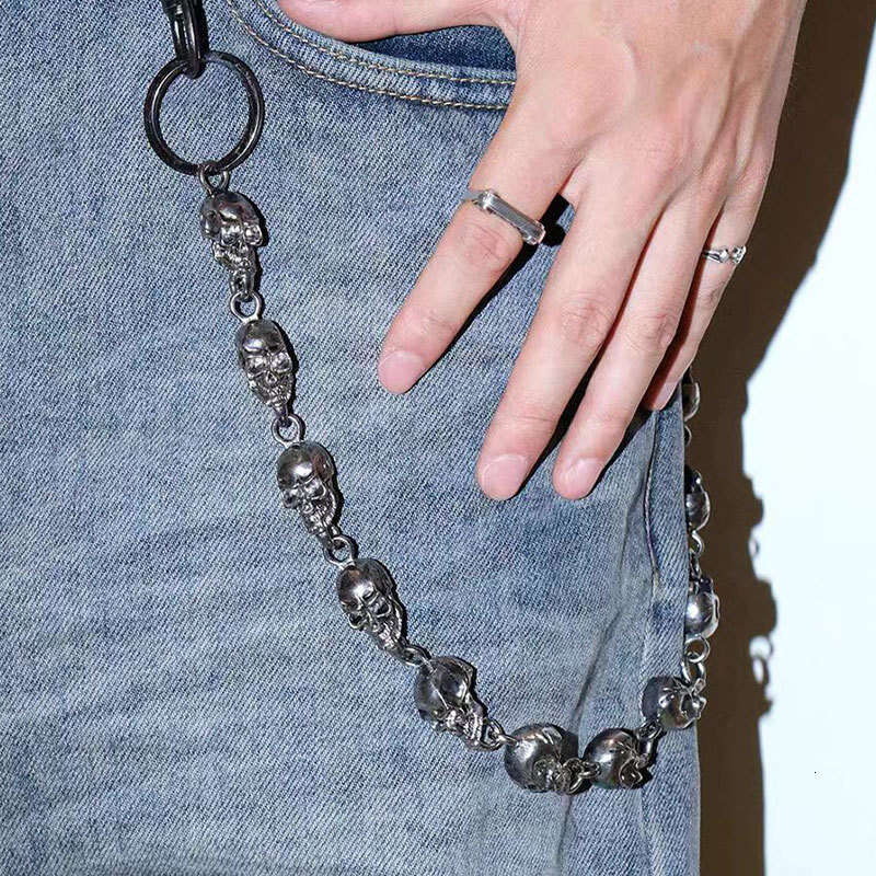 Metal Jeans Hip-Hop Personality Punk Dark Skull Waist Chain Cool Unisex Accessories
