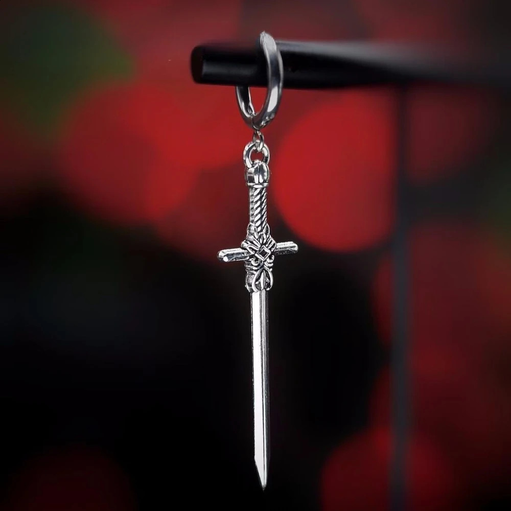 Personality n Punk Goth Style Sword Drop Dangle Earrings for Men Trend Hip Hop Rock Party Jewelry Y2K Accessories 250812