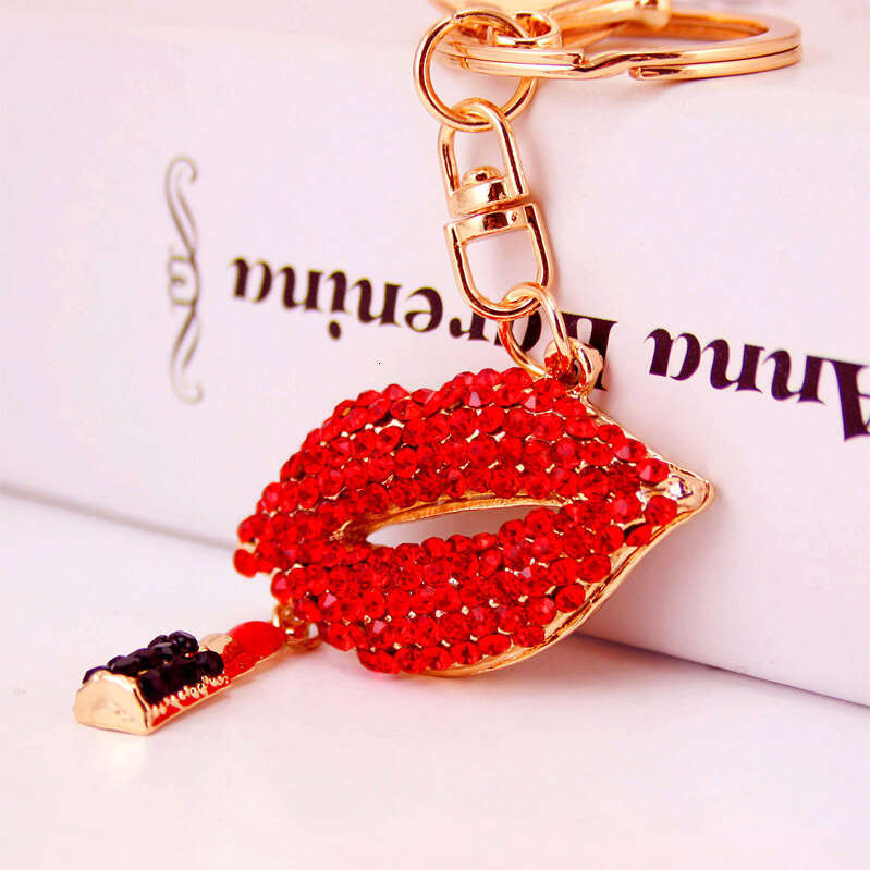 Creative Fashion Cute Dia-Encrusted Red Lips Mouth Women's Bag Accessories Keychain Pendant 983