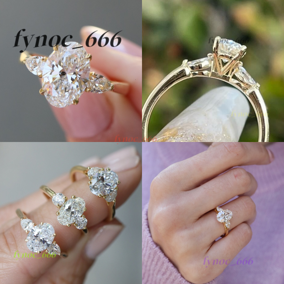 GRA Igi Certified Cvd Lab Grown Created Diamond Solid Gold Oval Cut Three Stone Engagement Ring 1 2 3 Ct Jewelry for Women