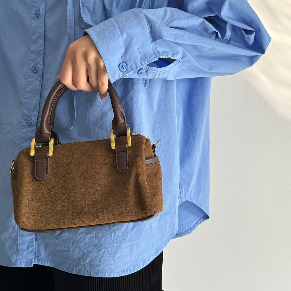 Suede Velvet Handheld Pillow Korean Fashion Versatile Single Shoulder Crossbody Small Bag Boston Handbag for Women ddmymarket