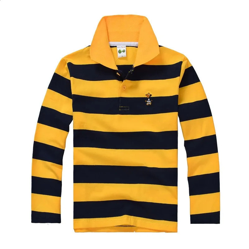 Autumn Polo Shirt Kids Clothes Tops Color Stripes Turn-down Collar Long Sleeve Polos Baby Boy Camisetas Boys Shirts Teen 3-15Yrs 250813