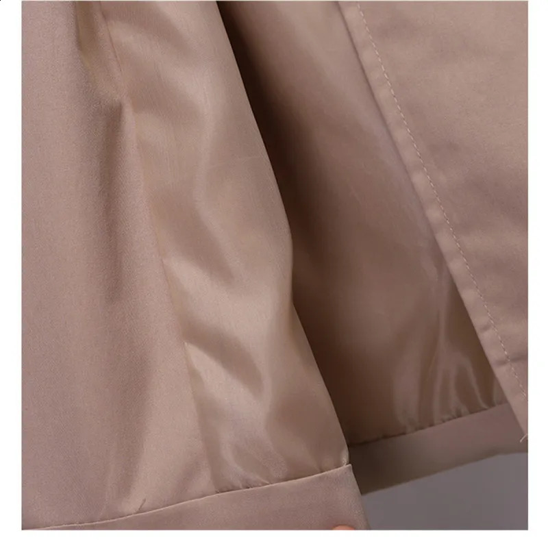 Khaki Doublebreasted Womens Windbreaker SpringSummer Korean Slim Turn down collar Ladies Outwear Plus Size Casual Trench Coat 250805