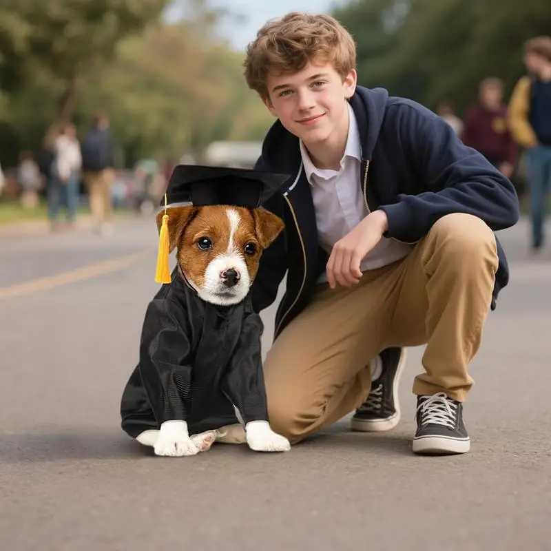 Dog Graduation Hat Washable Dog Graduation Hat And Gown Shirt Costume Set With Tassel Outfits Pet Clothes For Small Breeds Puppy XJ250813