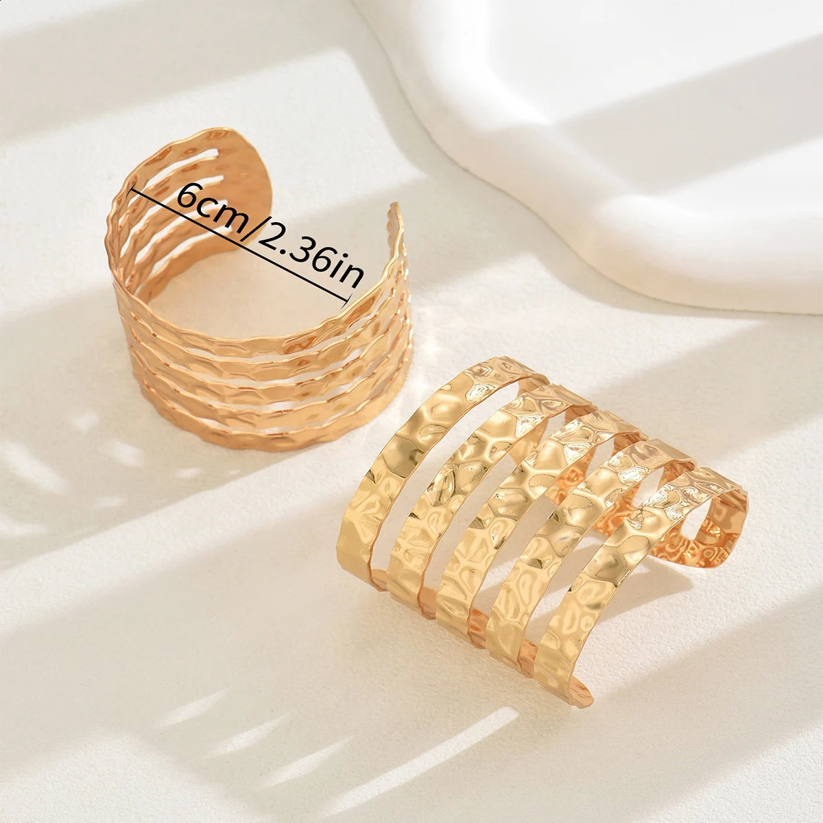 Obega 2 PCS Multilayer Wide Face Metal Cuff Bracelet For Women Punk Gold Silver Color Bracelet Exaggerated Party Jewelry 250812
