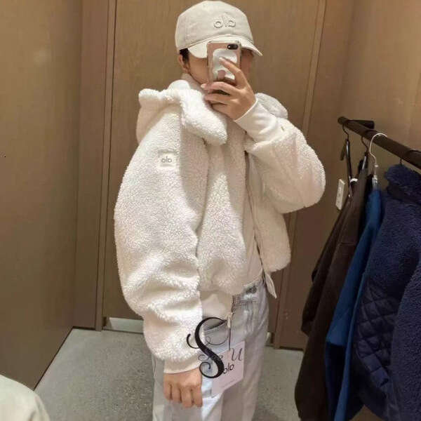 Style Autumn - Winter Cream Puff Lamb Wool Hooded Short Zipper Jacket for Women