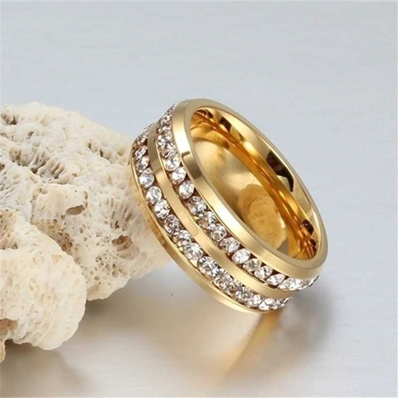 Fashion Couple Rings Women Marquis Cut Crystal CZ Ring Mens Two Rows CZ Stone Stainless Steel Ring Fashion Jewelry For Couples W250812