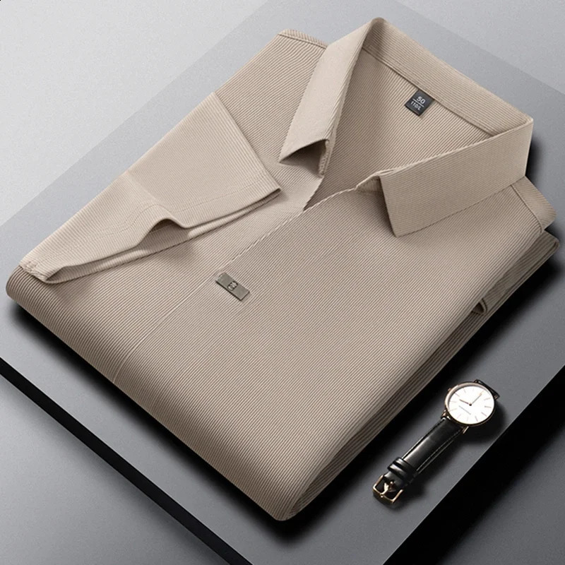 2025 Mens Casual and Fashionable Solid Color Short Sleeved Polo Shirt Comfortable and Versatile Summer T-shirt 250811