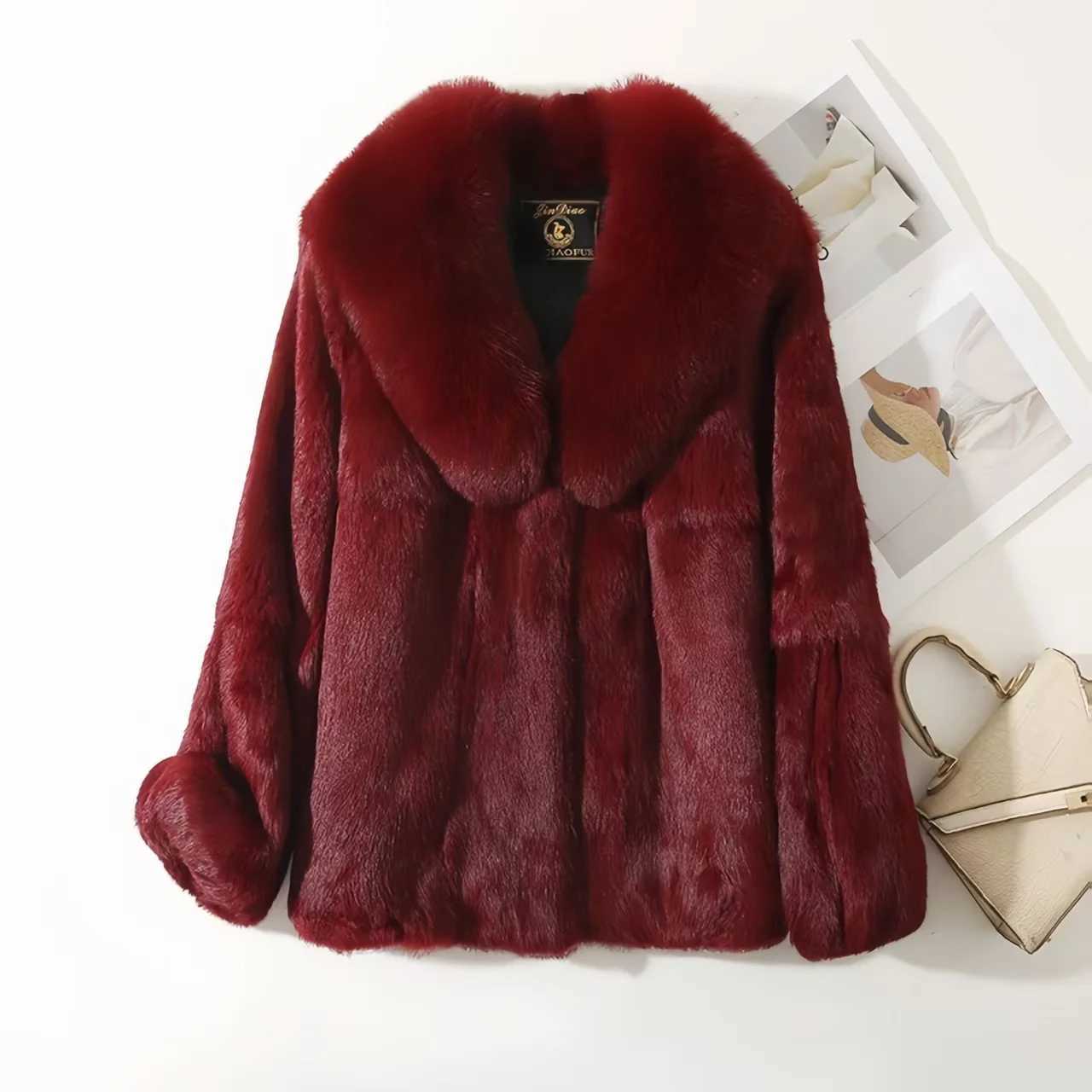 Real Rex Rabbit Fur Coat for Women Autumn Winter Short Jacket Thick Warm New Fur Collar Elegant Female Warm Outerwear Z250813