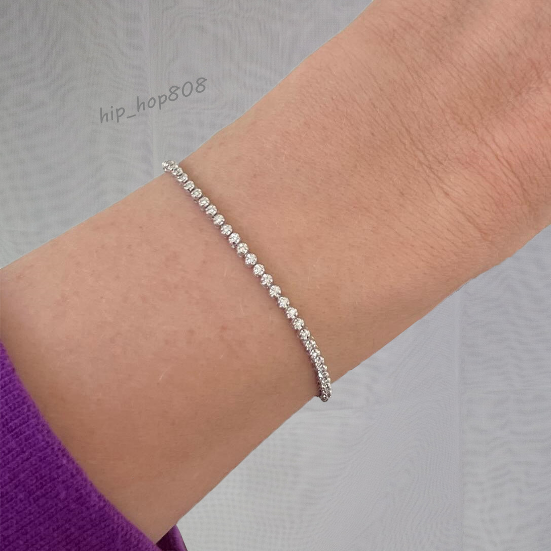 Wholesale 2mm Tennis Bracelet VVS Moissanite Iced Out Hiphop 925 Sterling Silver Moissanite Tennis Bracelet