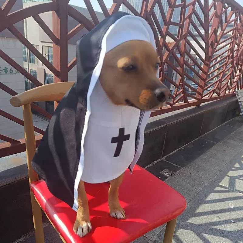 Dog Nun Headwear Cosplay Costume Sets Halloween Dog Costumes Funny Pet Clothes Novelty Chihuahua Role Play Dogs Cat SuppliesXJ250813