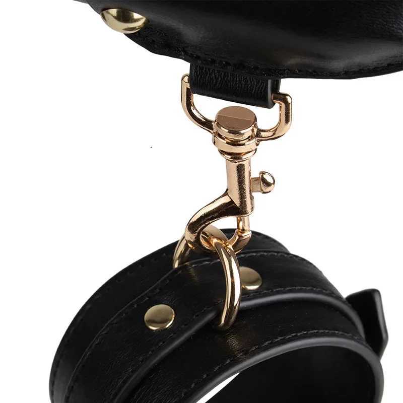 Leather SM Bondage Restraint Tool Sex Handcuffs Couple Fixed Position Conditioning Rod With Foot Cuff Male Female Adult ProductsXJ250813