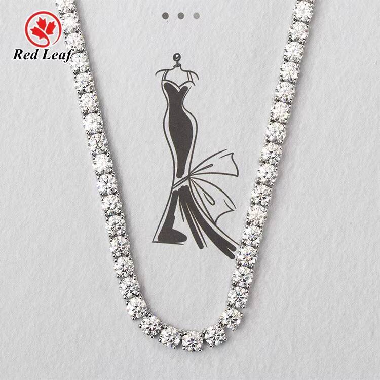 Redleaf Jewelry 2mm 3mm 4mm 5mm 6.5mm VVS Mossanite Tennis Bracelet Necklace 925 Silver Moissanite Tennis Chain