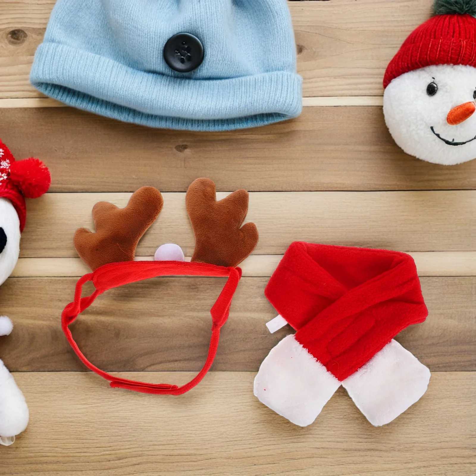 2Set Dog Christmas Outfits Pet Reindeer Elk Antlers Headband and Scarf Set Costumes Accessories for Dogs Cats Christmas PartyXJ250813