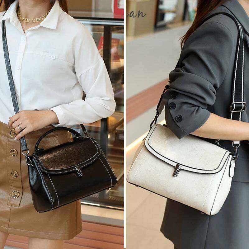 Women's Shoulder Cowhide Vintage Crossbody Messenger Bag Simplicity Genuine Leather Fashion Large Capacity Handbag