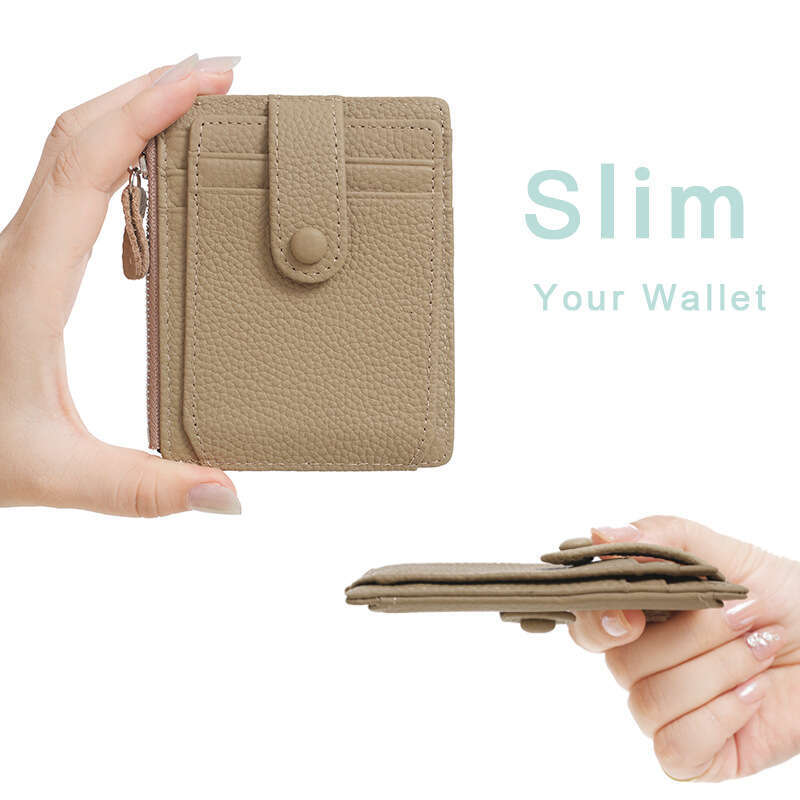 New Women Ultra-Thin Multi-Card Slots Small Wallet Cowhide Large Capacity Card Holder Zipper Coin Purse designer wallet B5 B5