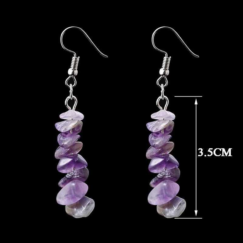 Natural Stone Beads Rose Quartz Amethyst Drop Earrings For Women Statement Dangle Earing Girls Jewelry Arete Party Gift Y250812
