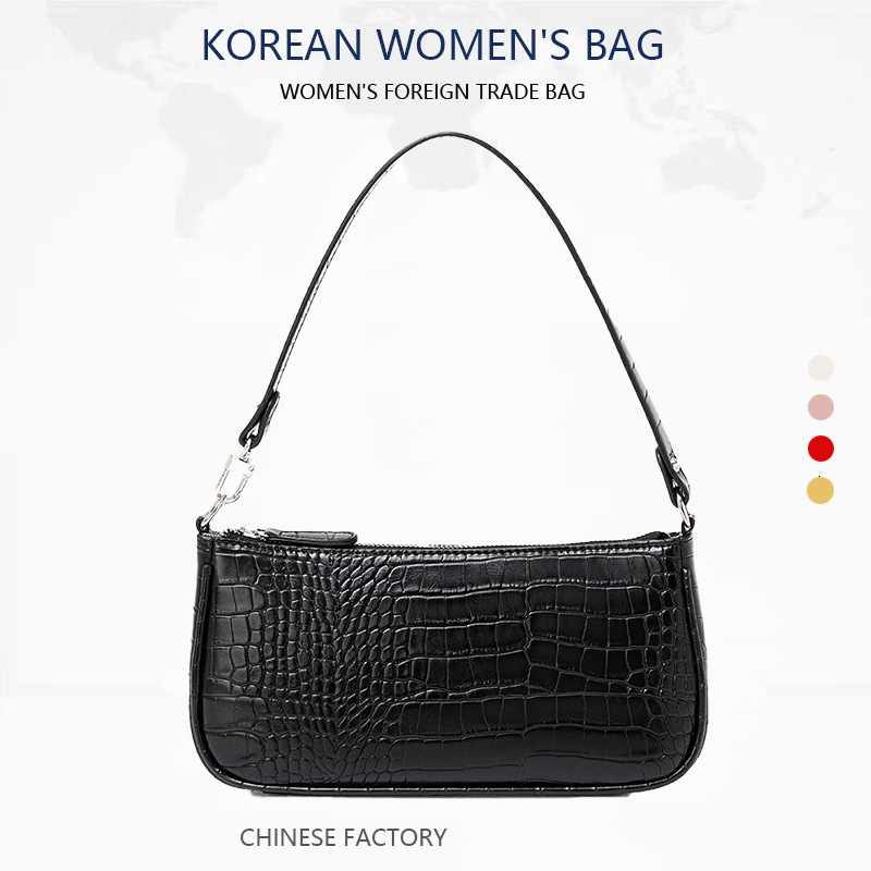 designer bag French Fashion Underarm Bag for Women 2025 Luxury bag New High-End Crocodile Pattern Baguette Bag Retro Large Capacity Handbag